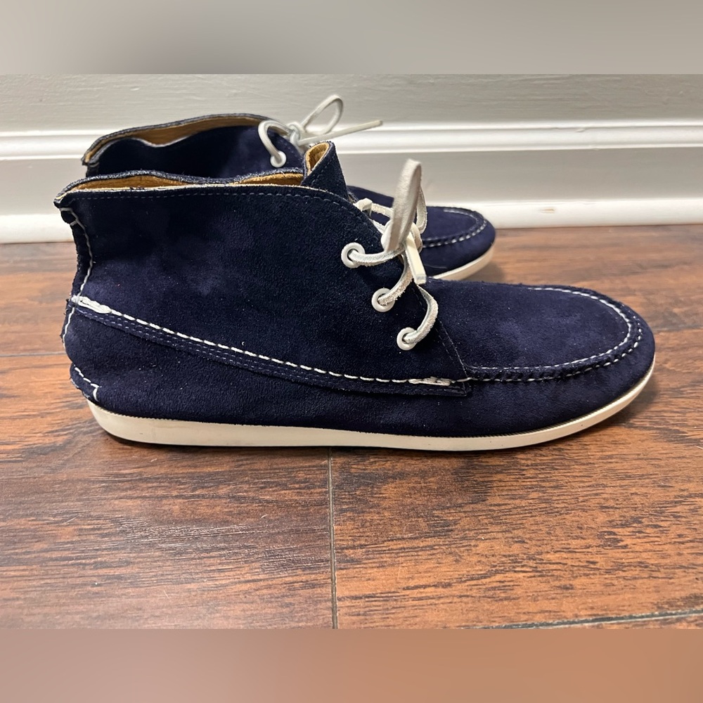 Quoddy Men’s Suede Chukka Boots in Navy White Camp Sole Size US 10.5 Made in USA